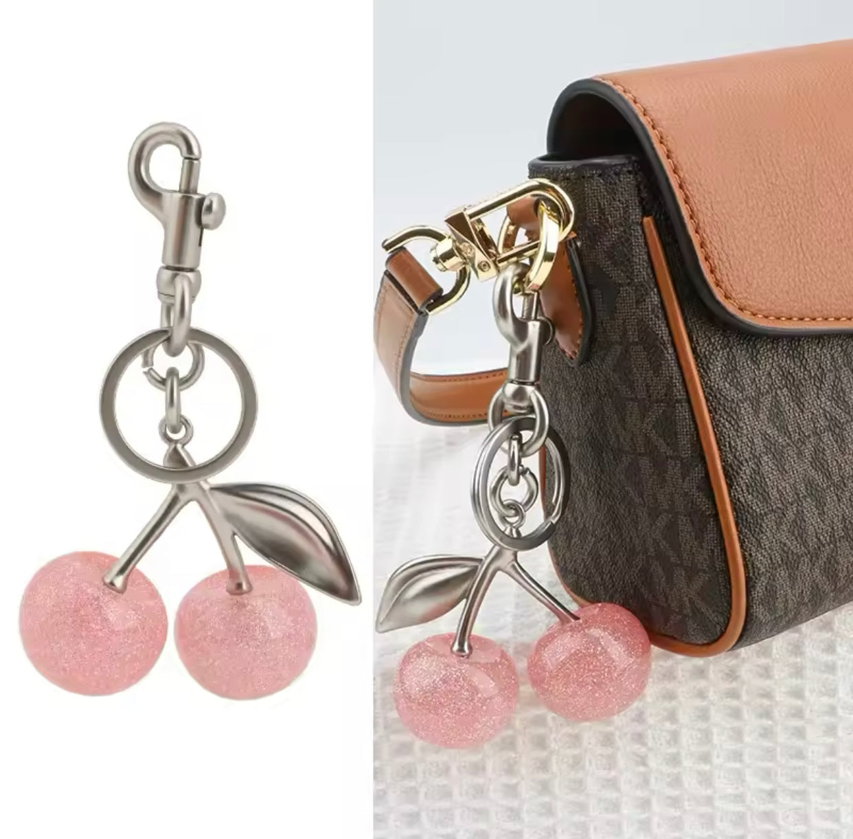 Pink Cherry Bag Charm